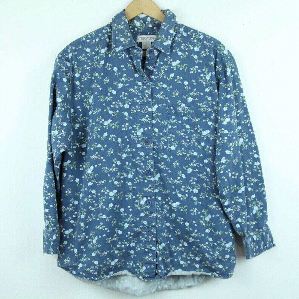 Cherokee Women's Medium Vintage 90s Floral Button Front Shirt Cottagecore Granny